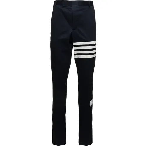 Navy High-Waisted Trousers , male, Sizes: M - Thom Browne - Modalova