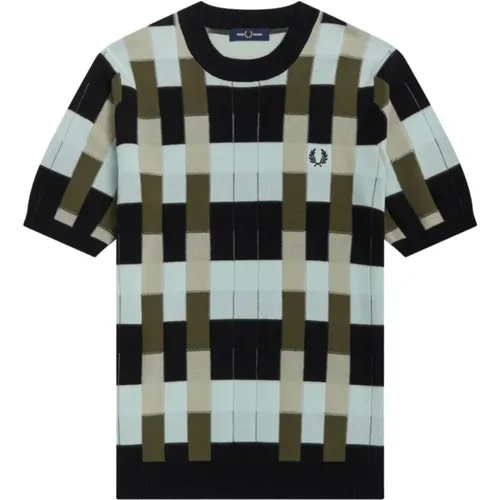 Men's Cotton T-shirt with Jacquard Pattern , male, Sizes: XL - Fred Perry - Modalova