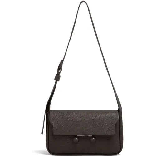 Leather Shoulder Bag with Magnetic Fastening , female, Sizes: ONE SIZE - Marni - Modalova