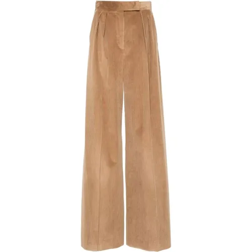 Camel Corduroy Wide Leg Trousers , female, Sizes: 2XS, XS, S - Max Mara - Modalova