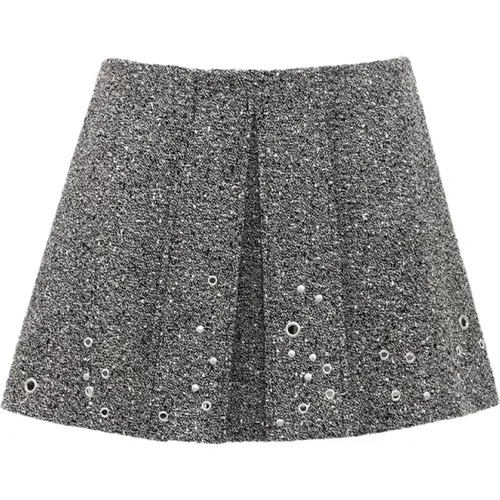 Wool Mini Skirt with Central Pleat , female, Sizes: L, M - Durazzi Milano - Modalova