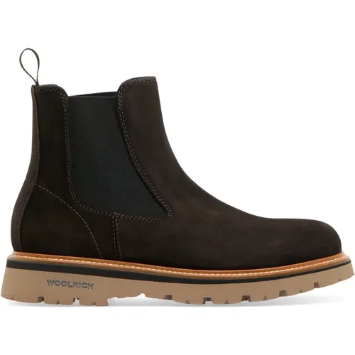 Braune Chelsea Boots Wildleder Kalbsleder Herren , Herren, Größe: 40 EU - Woolrich - Modalova