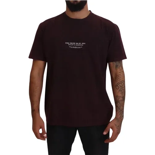 Elegant bordeaux T-Shirt with Round Neck , male, Sizes: S - Dolce & Gabbana - Modalova