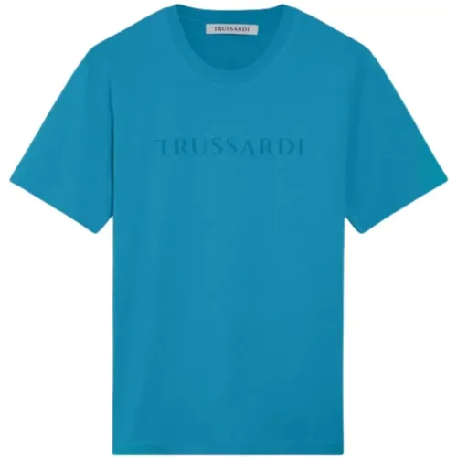 T-Shirt mit Buchstaben-Print aus Baumwolle , Herren, Größe: M - Trussardi - Modalova