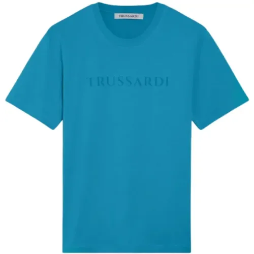 T-Shirt mit Buchstaben-Print aus Baumwolle , Herren, Größe: XL - Trussardi - Modalova