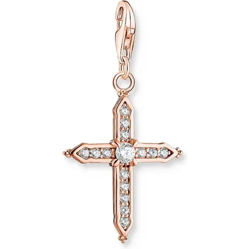 Roségold Kreuz Charm-Anhänger mit weißen Steinen - Thomas Sabo - Modalova