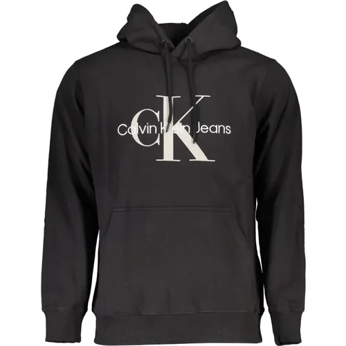 Schwarzer Hoodie mit Kontrastdetails , Herren, Größe: XL - Calvin Klein - Modalova