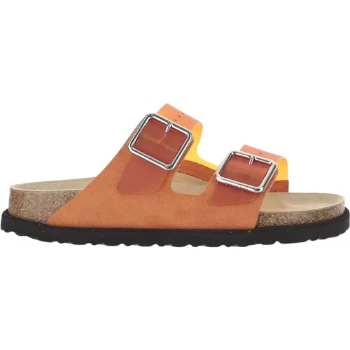 Sandalen mit Wildlederbesatz Korksohle , Damen, Größe: 36 EU - Birkenstock - Modalova