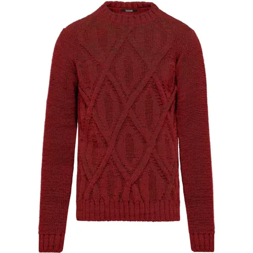 Men`s Diamond Pattern Wool Blend Pullover , male, Sizes: M, L, S, XL, 2XL - BomBoogie - Modalova