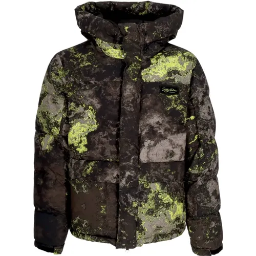 Dunkle Camo Gepolsterte Jacke mit Kapuze , Herren, Größe: L - Dolly Noire - Modalova