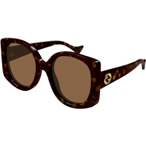 GG1257s oversized butterfly havana GG sunglasses , female, Sizes: 53 MM - Gucci - Modalova