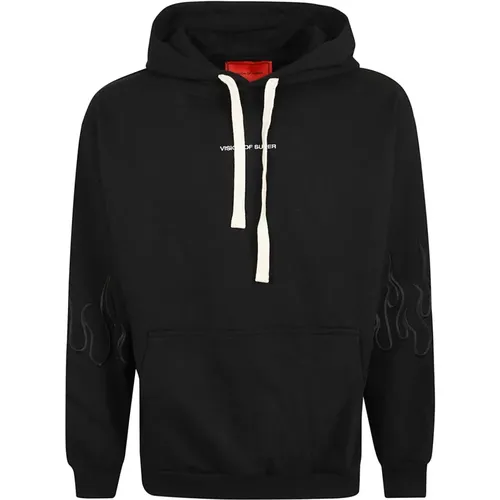 Schwarzer Flammen Hoodie , Herren, Größe: M - VISION OF SUPER - Modalova