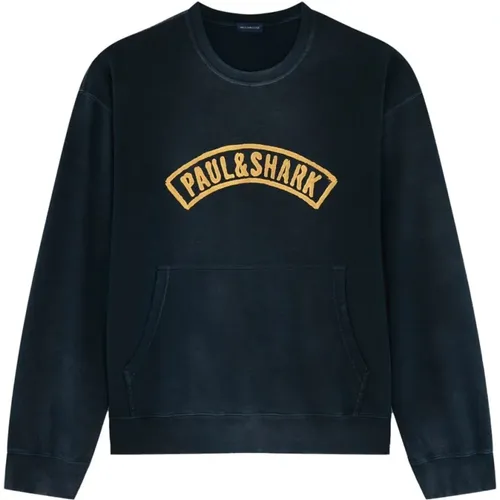 Paul Shark Vintage Cotton Sweatshirt Size: M, colour: Navy , male, Sizes: 2XL - PAUL & SHARK - Modalova