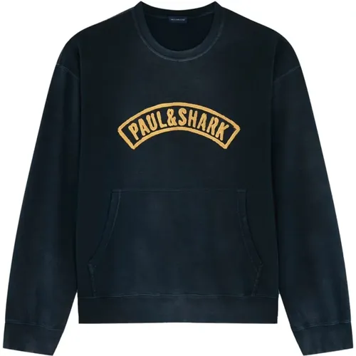Paul Shark Vintage Cotton Sweatshirt Size: M, colour: Navy , male, Sizes: XL, L, M, 2XL - PAUL & SHARK - Modalova