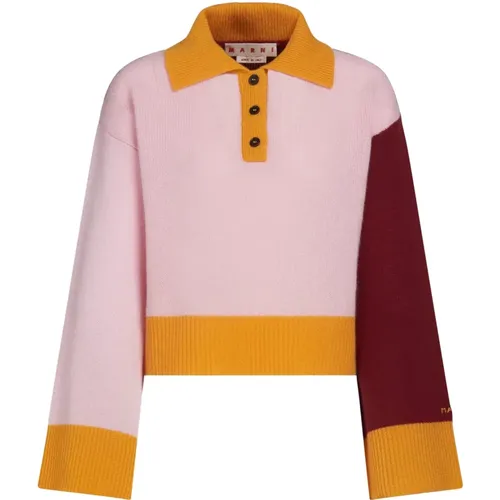 Cashmere Colourblock Polo Sweater , female, Sizes: XS - Marni - Modalova