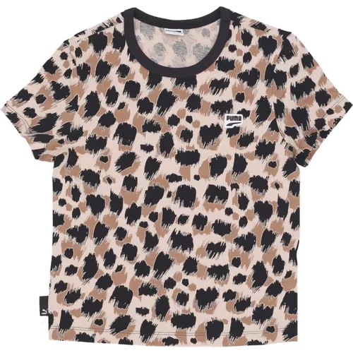 Slim Fit T-Shirt mit All Over Print , Damen, Größe: M - Puma - Modalova