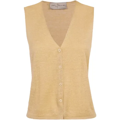 Premium Linen Silk Knit Vest , female, Sizes: S, L, XL, 2XL, XS - Cortana - Modalova