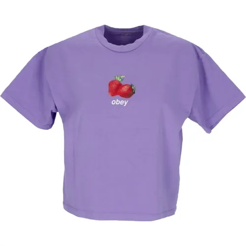 Lavendel Gartenbeeren Crop Tee Damen , Damen, Größe: M - Obey - Modalova