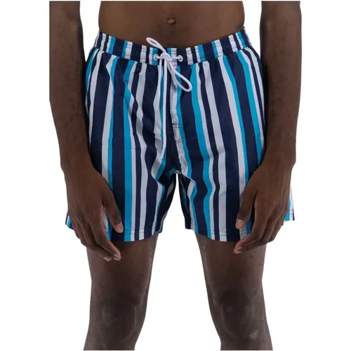Men's Striped Boxer Swim Shorts , male, Sizes: 2XL, XL, L, XS, S - Aquascutum - Modalova