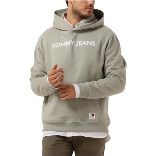 Grüner Klassiker Hoodie für Herren , Herren, Größe: 2XL - Tommy Jeans - Modalova