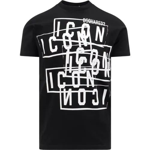 Icon Stamps Baumwoll T-Shirt , Herren, Größe: XL - Dsquared2 - Modalova