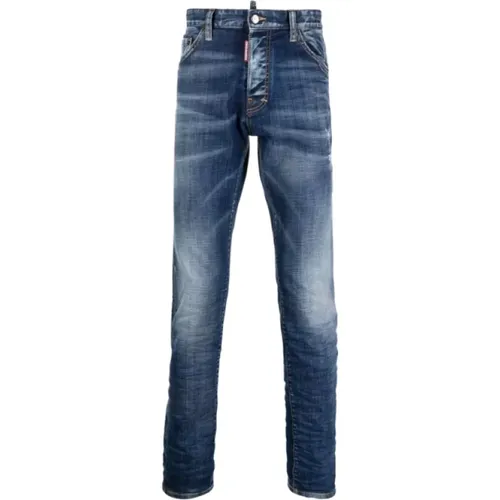Coolguy Denim Jeans, Verwaschenes Blau mit Kamel-Plakette , Herren, Größe: 2XL - Dsquared2 - Modalova