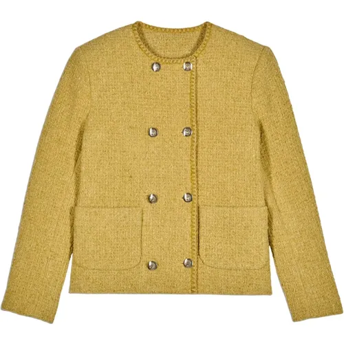 Golden Buttoned Cross-Cut Blazer , female, Sizes: S - BA&SH - Modalova