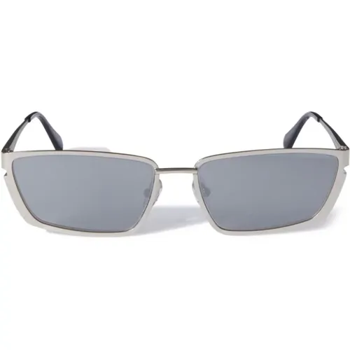 Silver Sunglasses for Everyday Use , unisex, Sizes: 56 MM - Off White - Modalova