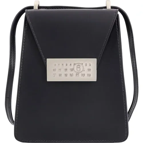 Leather Shoulder Bag with Flap , female, Sizes: ONE SIZE - MM6 Maison Margiela - Modalova