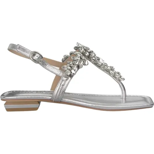 Crystal Square Toe Flat Sandals , female, Sizes: 5 UK, 6 UK, 7 UK - Alma en Pena - Modalova