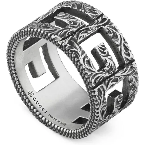 Ybc551918001 - 925 sterline dargento - G cube ring in aged sterling silver , female, Sizes: 61 MM, 53 MM - Gucci - Modalova