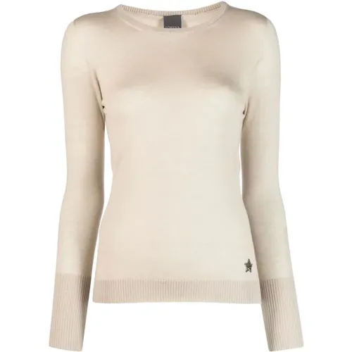 Beiger Strick-Choker-Pullover Casual-Stil , Damen, Größe: L - Lorena Antoniazzi - Modalova