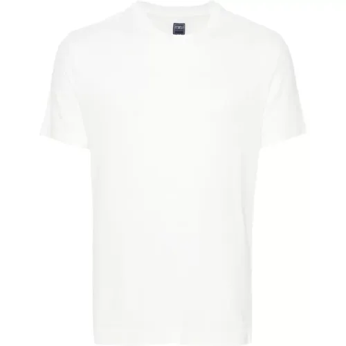 Weißes Leinenmischung T-Shirt - Fedeli - Modalova