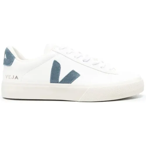 White Leather Blue Heel Sneakers , female, Sizes: 8 UK - Veja - Modalova