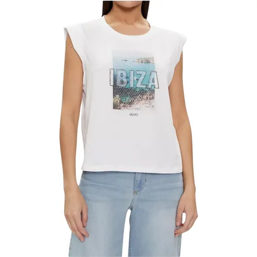 Ibiza Front Print Cotton T-shirt , female, Sizes: L, M - Liu Jo - Modalova