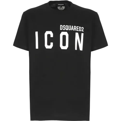 Schwarzes T-Shirt mit Logo-Print , Herren, Größe: XL - Dsquared2 - Modalova