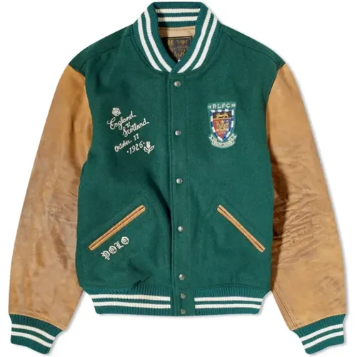 Lined Varsity Jacket with Heraldic Graphic , male, Sizes: L, M - Ralph Lauren - Modalova