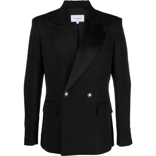 Silk Blend Double-Breasted Tuxedo Blazer , male, Sizes: L, M - Casablanca - Modalova