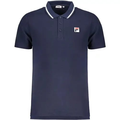 Blaues Baumwoll-Poloshirt Klassisches Design , Herren, Größe: L - Fila - Modalova