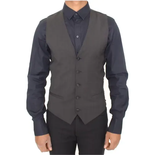 Upgrade Your Formal Wardrobe with this Grey Suit Vest , male, Sizes: XS - Dolce & Gabbana - Modalova