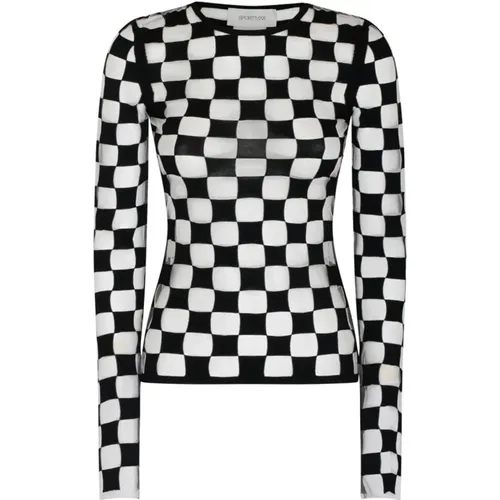 Checkboard Viscose Stretch Sweater , female, Sizes: S - Max Mara - Modalova