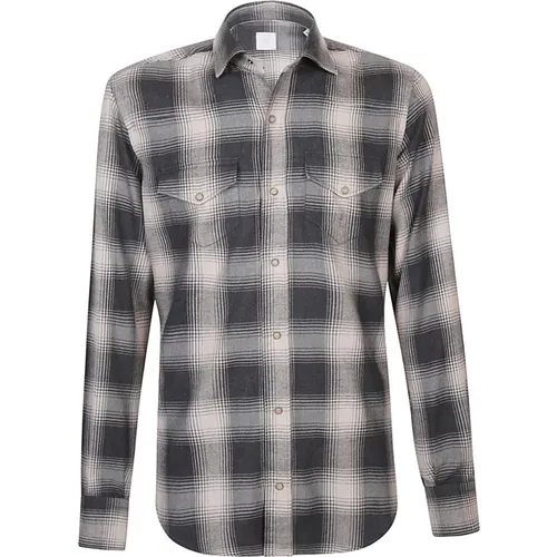 Check Cotton Lyocell Shirt , male, Sizes: M, S, L, XL, 3XL, 2XL - Eleventy - Modalova