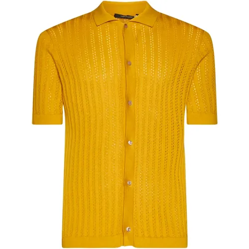 Ribbed Short Sleeve Shirt , male, Sizes: M, XL - Tagliatore - Modalova