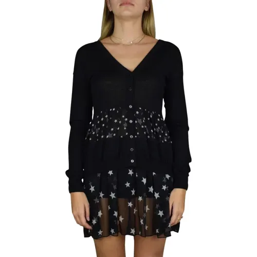 Schwarzes langärmeliges Kleid mit Westeneffekt , Damen, Größe: XS - Dolce & Gabbana - Modalova