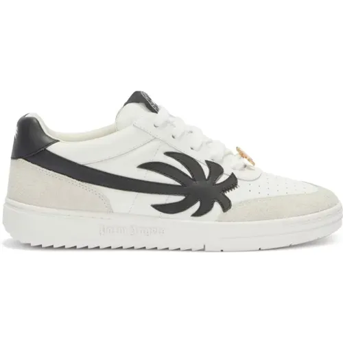 Leather Sneakers with Logo Print , male, Sizes: 9 UK - Palm Angels - Modalova