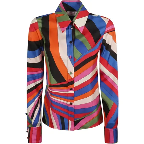 Multicolour Iride Print Silk Shirt , female, Sizes: S - EMILIO PUCCI - Modalova