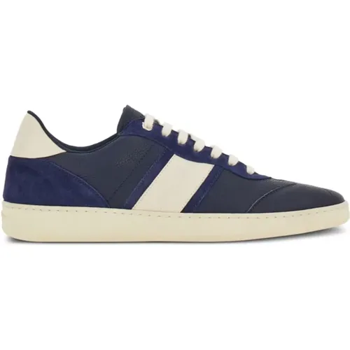 Blaue Sneakers aus genarbtem Leder , Herren, Größe: 40 1/2 EU - Salvatore Ferragamo - Modalova