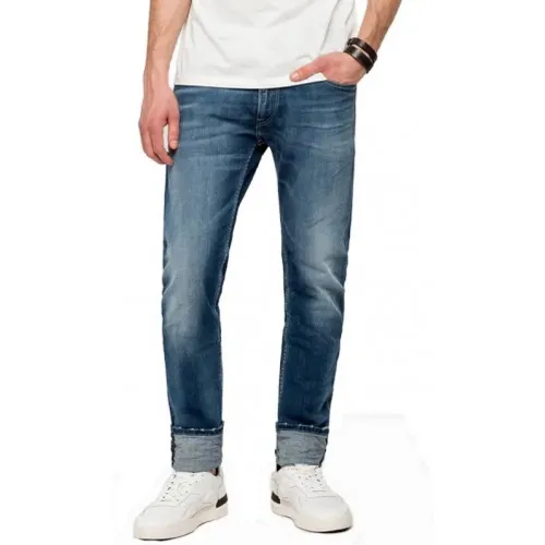 Blaue Skinny Jeans mit Knopf- und Reißverschluss - Replay - Modalova