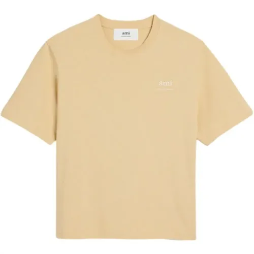 Gelbes T-Shirt aus Bio-Baumwolle mit Logo-Print , Herren, Größe: 2XL - Ami Paris - Modalova