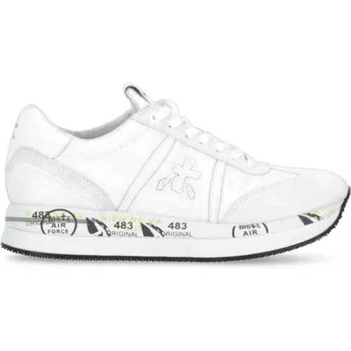 Weiße Sneakers Runde Zehe Logo Ferse , Damen, Größe: 40 EU - Premiata - Modalova